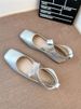 Stylish French Elastic Cross Strap Tight Mary Jane Shoes Hepburn Style Low-Cut Square Toe Ballerina Flats_vogvips.com