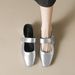 Weiwei Girl 958 French Style Square Toe Slippers for Women Thick Soled Single Strap Rhinestone Embellished Closed Toe Summer Wear_vogvips.com