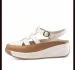 Womens White Beige Platform Gladiator Ankle Buckle Strap Closed Toe Wedge Sandals For Comfort Summer Casual Wear_vogvips.com