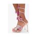 Serpentine wrapped high heels Lace flower studded diamond twist heel sandals_vogvips.com