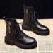 Black Martin For Women British Spring And Autumn Single Summer Thin Thick Sole Heightening Heel Street Style Motorcycle_vogvips.com