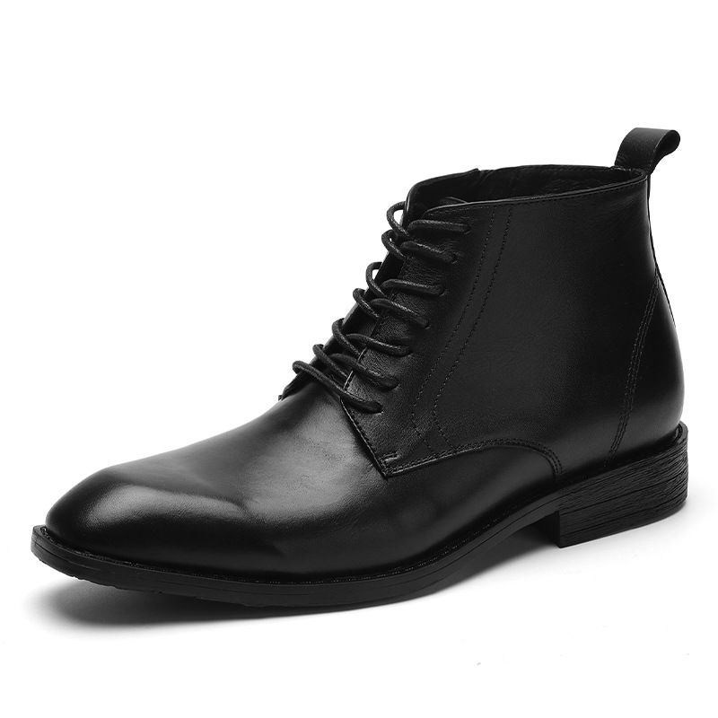 Men's Leather Boots Warm Thickened Fluffy Snow Boots Men's Shoes High Top Leather Shoes_vogvips.com