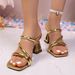 Square Toe Women's Sandals, New Summer Style, Plus Size, Unique Heel, High Heel, Flip Flops, In Stock._vogvips.com