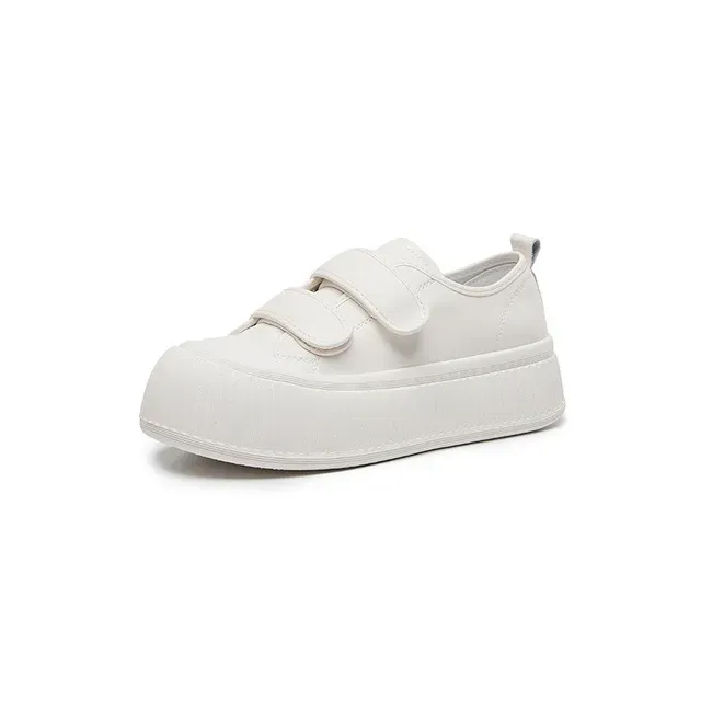 Ugly Cute Velcro Big Head Genuine Leather Thick Sole Biscuit Fashionable And Versatile Casual Women Shoes_vogvips.com