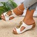 Women's Plus Size Metal Sandals,Summer New Style, Thick Sole, Hollowed Out Design, Suitable For Outdoor Use, Beach, Wedge Heel._vogvips.com