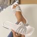 Women's Shoes Plus Size Women's Sandals Summer Style Square Toe Rhinestone Flat Slip On Beach Sandals Sweet_vogvips.com