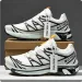 Women Minimalist And Mens White Mesh Outdoor Hiking Shoes With Black Graphic Print_vogvips.com