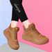 Genuine Leather High-top Shoes For Women, Versatile Sneakers, New Thick-soled Casual Round-toe Soft-soled Comfortable White Shoes, Trendy_vogvips.com