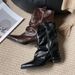 ~Chunky Heel Height-Increasing Street Style Short Boots Women's Shoes Spring Autumn 2025 New Pointed Toe Brown Western_vogvips.com
