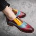 Euro Step 2020 New Large Size Brogue Leather For Men British Korean Style Business Formal Color Block Trendy Shoes_vogvips.com
