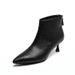 Pointed Toe Thin Heel Genuine Leather Short High Heels Winter 2024 New Soft Cowhide Shoes Fleece Lined Boots Women_vogvips.com