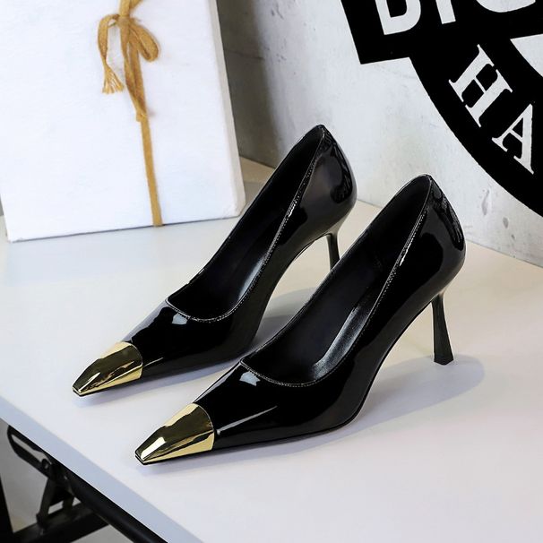 Metal Pointed High Heels Shallow Single Shoes Women's Fine Heels Leopard Print Nightclub Women's Shoes_vogvips.com