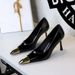 2628-A1 Fashion Square High Metal Head Shallow Mouth Single Thin Heels Leopard Pattern Sexy Women's Shoes_vogvips.com