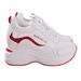 Women's Spring Sneakers With Hidden Wedge, Casual Leather Platform Dad Shoes, White Lace-Up Shoes_vogvips.com