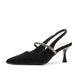 Black High-heeled With Thin Heels, Versatile Rhinestone Pointed Toe, Closed Back, Open Heel Sandals, 2026 New Women's_vogvips.com