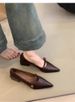 French Retro Camellia Thick Heel Single Shoes Women's Pointed Versatile Temperament Shallow Mouth Mary Jane Shoes_vogvips.com