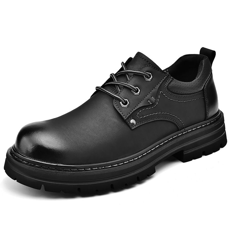 Big Head Leather Shoes Men's Low-Top Work Shoes Genuine Leather Fashion Casual Versatile Thick-Soled Large Size Men's Sh_vogvips.com