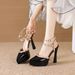 90776-12 Women's Closed-Toe Sandals 2026 New Model Studded High Heels With Thin Heel 35-41 Sizes_vogvips.com
