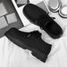 Men's Derby Shoes Chunky Sole Low-Cut Leather Casual Shoes For Youth - Breathable & Waterproof PU Upper, Rubber Sole (Black, Sizes 39-44)_vogvips.com