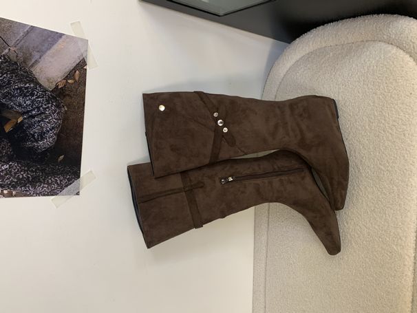 Fashionable 2025 Autumn Winter Thin Strap Pointed Toe Suede Inner Over-the-Knee High Heel Long Boots Women's Shoes_vogvips.com