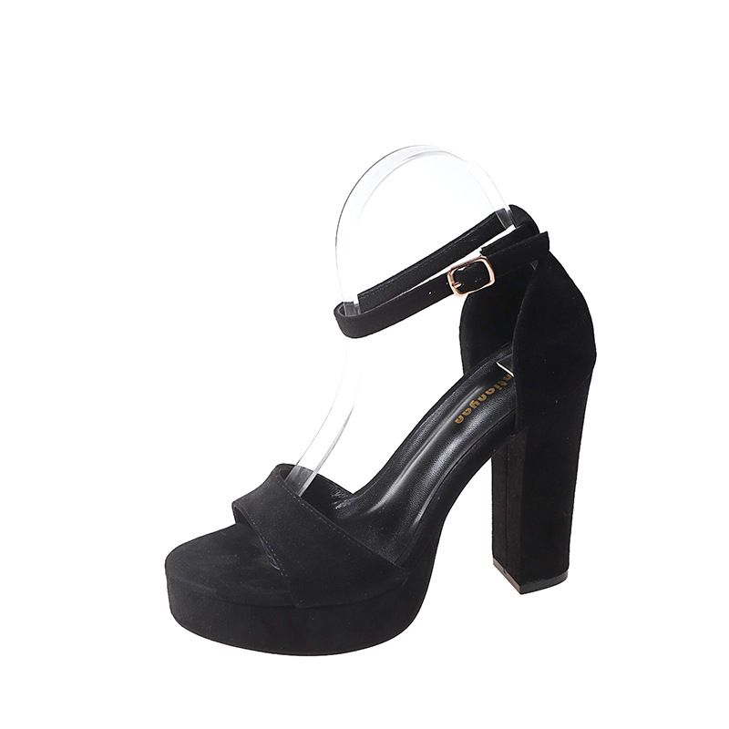 New Summer Versatile Sandals For Women, Chunky Heel, Sexy Black Platform Runway Style_vogvips.com