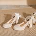 Women's Shoes Heel Mary Jane Pumps - Square Toe Bridal Wedding Shoes For Bride & Bridesmaids, Comfortable High Heels (7cm/9cm) In Beige, Sizes 34-40_vogvips.com