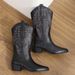 Vintage Embroidered High Boots For Women - Western Cowboy Ankle Boots With Chunky Heel & Pointed Toe (Black/Brown/White)_vogvips.com