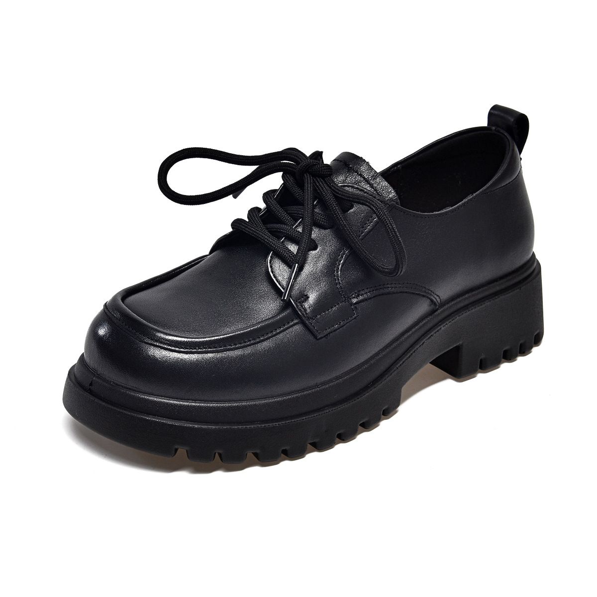 Round Toe Small For Women 2024 Top Layer Cowhide Lace-up Flats All-season Shoes Comfortable Soft Leather Loafers_vogvips.com