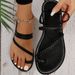 Plus Size Lightweight Flat For Women With Woven Straps Beach Toe Post Women's Sandals Slippers_vogvips.com