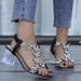 2025 New Plus Size Shoes, Rhinestone Butterfly Sandals, Women's Heads, Crystal Thick Heels, Fairy Transparent High Heels_vogvips.com