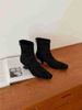 2025 Autumn New Style Square Toe Simple Irregular Heel Slim With Back Zipper Elegant Stretch Short Boots_vogvips.com
