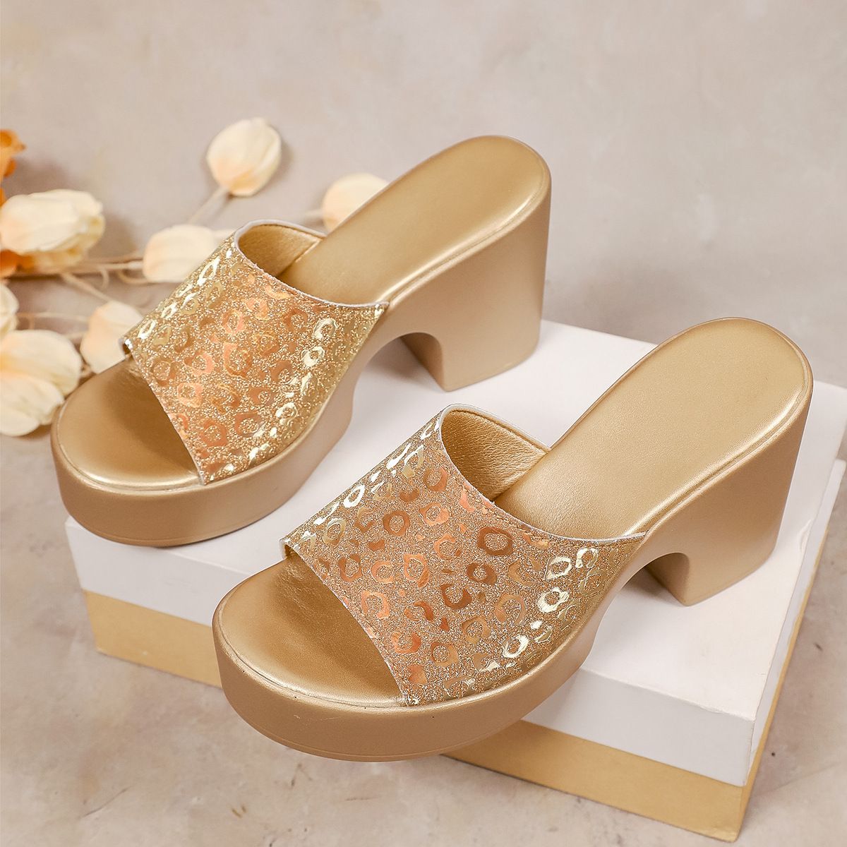 Plus Size High Heeled Sandals For Women Outdoor Summer Style Chunky Sequined Heel European American Style_vogvips.com