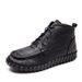 Xinrui 2023 Autumn Winter New Retro Short Soft Sole Comfortable Genuine Leather Flat Casual Single Boots Cotton Shoes_vogvips.com