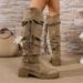 Tassel For Women 2025 New Knight Wasteland Style Chunky Heel Over-the-Knee Long High Tube Boots_vogvips.com