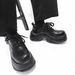 Dad's Black British Round Toe Sponge Thick Sole, Versatile, Matte High-end, Derby Shoes, Trendy Small Leather Shoes_vogvips.com