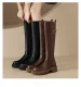Women Knee Boots Round Toe Thick Sole Simple Style Fashion Shoes Free Shipping_vogvips.com