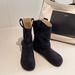 Suede Belt Buckle Wrinkled Denim For Women 2025 Autumn Winter New Versatile Flat Slim Mid-Calf Slouch Boots_vogvips.com