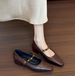2026 Genuine Spring New Vintage Single Strap Square Toe Shallow Mary Jane Sole Soft Upper Women's Leather Shoes_vogvips.com