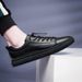 First Layer Cowhide Men's Shoes Solid Color Men's Board Shoes Casual Leather Shoes Men's Small Black Shoes Men_vogvips.com