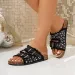 2026 Latest Explosive One Word Slippers For Women Flat Fashion Flash Diamond Sandals Cork Trendy Cool Dragging Beach_vogvips.com