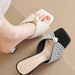 Summer New Black Pearl Square Toe Sandals - Women's Everyday Work-friendly, Comfortable, Leg-lengthening High Heels_vogvips.com
