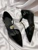 Sheepskin Version Xiaoxiangfeng Camellia Leather Mary Jane Single Women S Wedges Pointed Shoes High Heels Sandals_vogvips.com