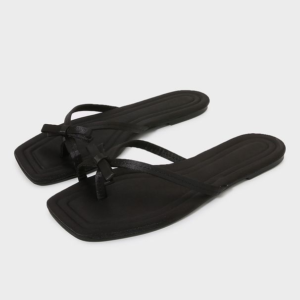 Women's Summer Flip Flops Bow Tie Toe Square Toe Flat Slippers Beach Sandals Outdoor Wear_vogvips.com