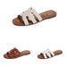 Women's Leather Slide Sandals H-Shaped Strap Flat Sandals Women's Outdoor Slippers 2026 New Spring/Summer Fashion Versatile Flat Slide Sandals For Bea_vogvips.com