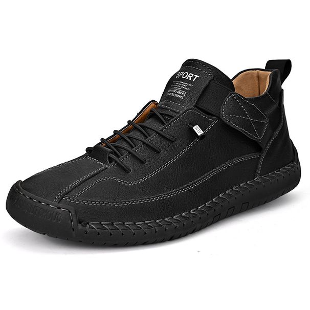 Plus Size Leather Low Top Hand-stitched Casual Flat Slip-on Lazy Men's Driving Shoes_vogvips.com