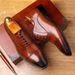Men's leather breathable business dress men's shoe head layer cowhide English Oxford shoes wedding shoes_vogvips.com