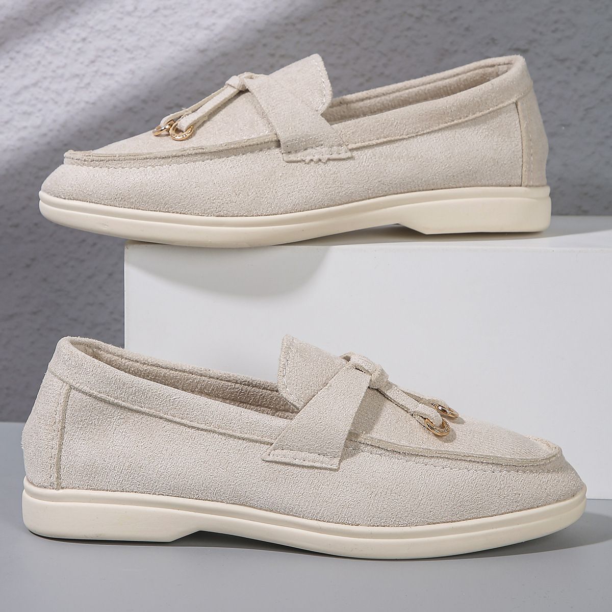 Women's Slip-On Loafers - Soft Suede Comfortable Driving Shoes With Rubber Sole, Classic Round Toe & Low-Cut Design, Lightweight Casual Flats_vogvips.com