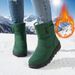 Women's Large Size 45 Winter New Fleece Lined Warm Cotton Mid-Calf Snow Boots PU Non-Slip Sole_vogvips.com
