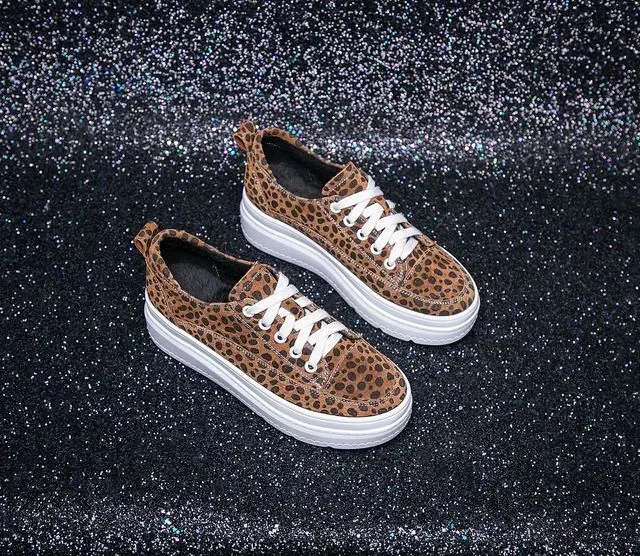 Flat Bottomed Round Toe Low Shallow Cut Leopard Print Panel Are Comfortable Breathable Fashionable Simple Casual Shoes_vogvips.com