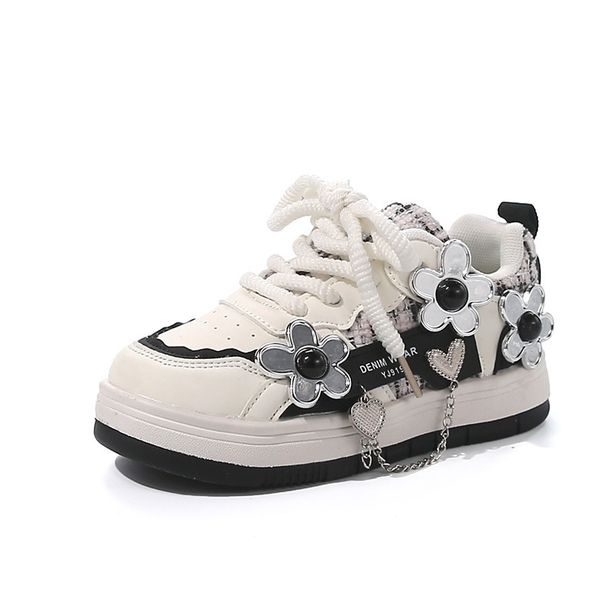 Girls' Casual Skate Shoes – Lightweight & Soft Rubber Sole, Breathable PU Sneakers For Kids (Pink/Black, Low-Top Lace-Up)_vogvips.com